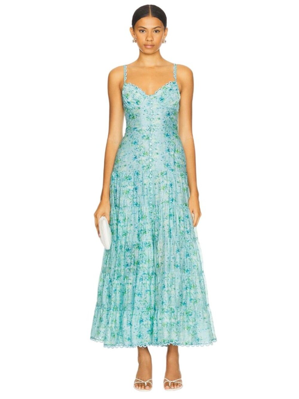 ASTR the Label Tazia Dress in Blue Floral Large New Womens Maxi Gown - Picture 1 of 11
